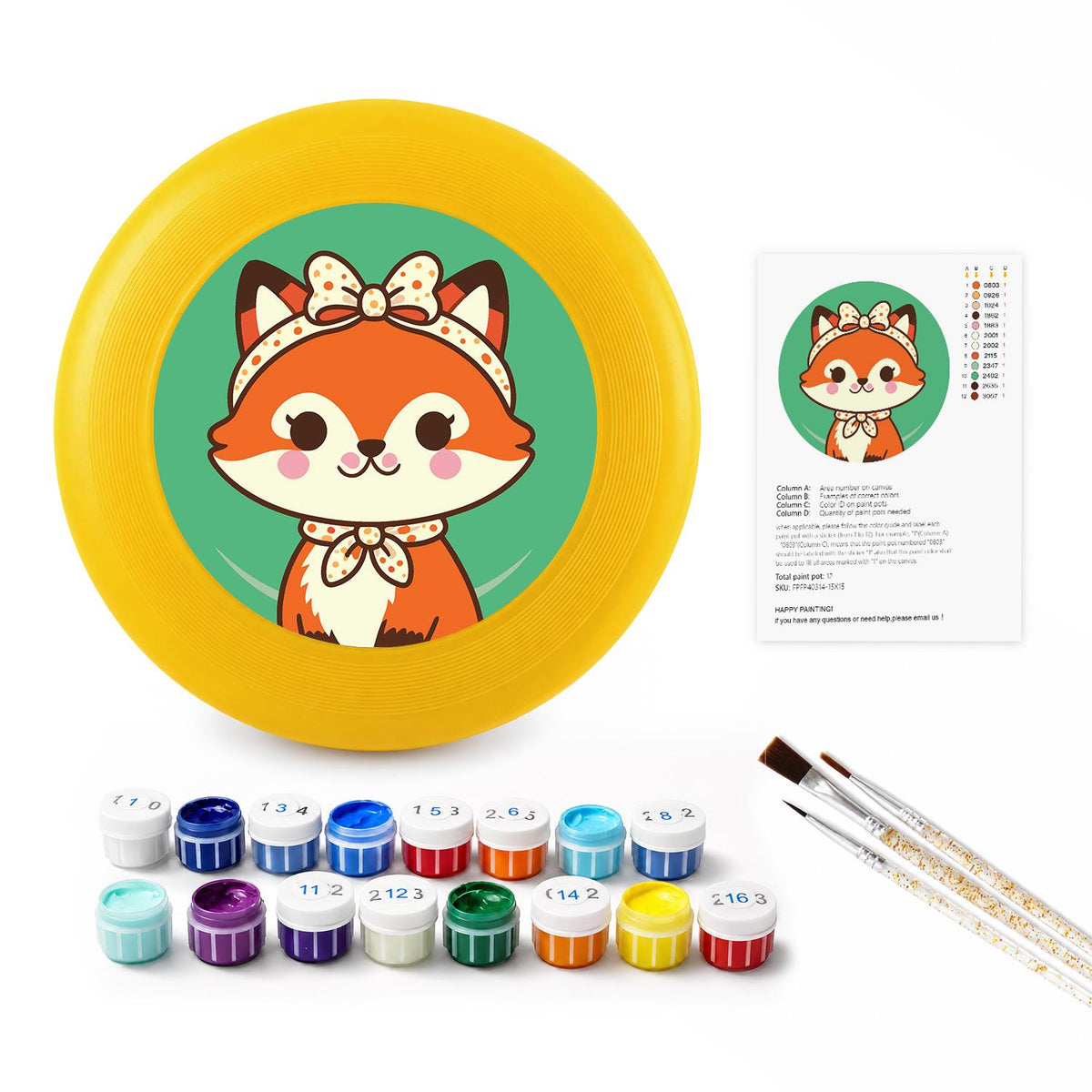 Little Fox with a Scarf (Paint by Numbers Flying Disc)