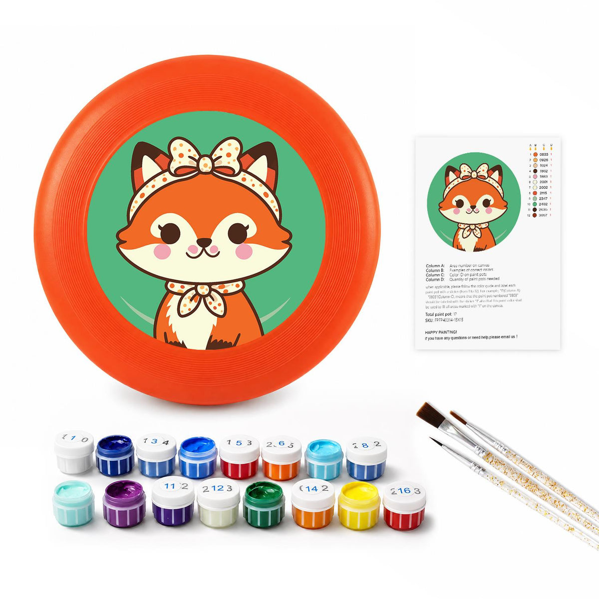 Little Fox with a Scarf (Paint by Numbers Flying Disc)