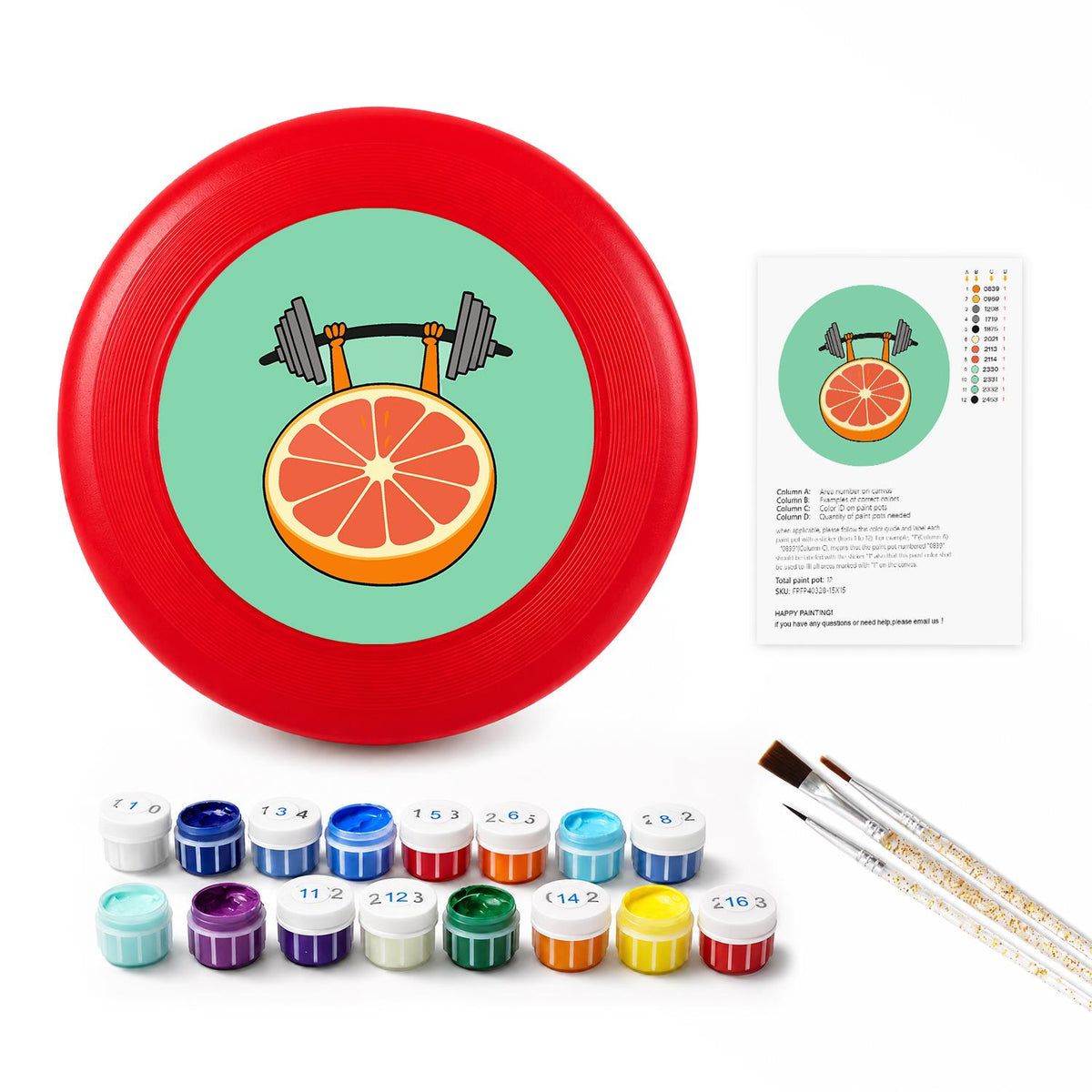 Orange Slice Dumbbell (Paint by Numbers Flying Disc)