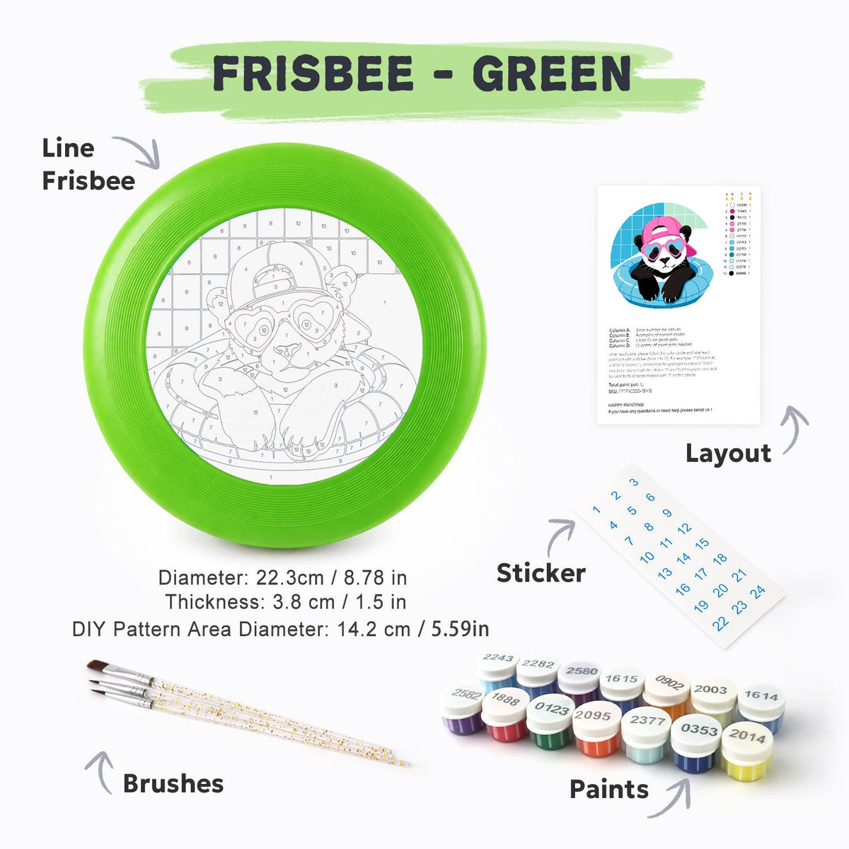 Cool Pink Panda (Paint by Numbers Flying Disc)
