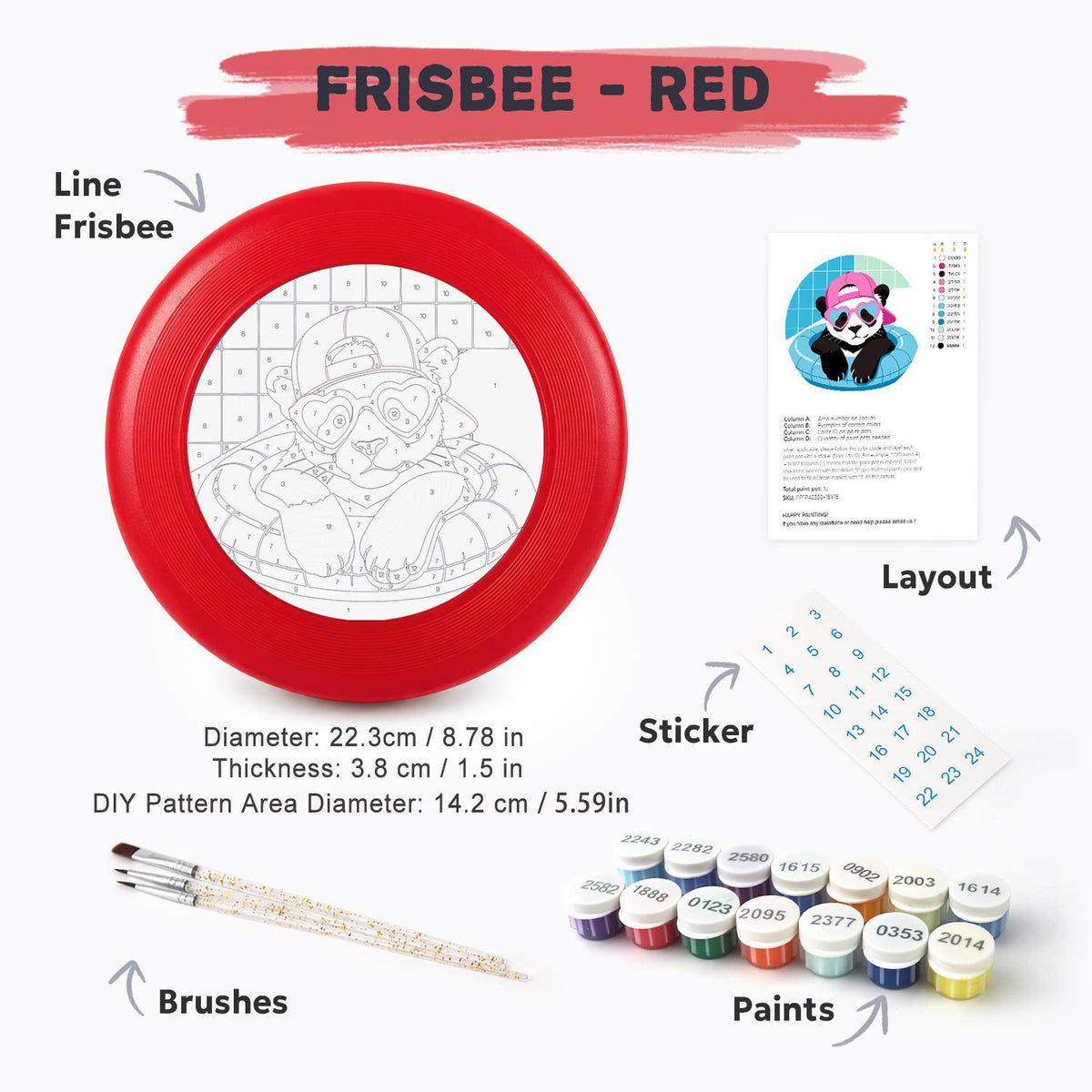 Cool Pink Panda (Paint by Numbers Flying Disc)