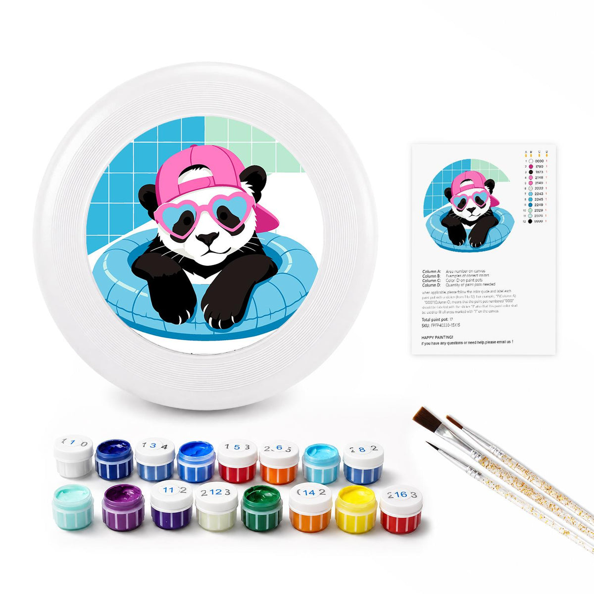 Cool Pink Panda (Paint by Numbers Flying Disc)
