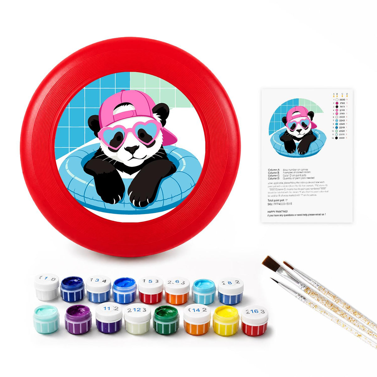 Cool Pink Panda (Paint by Numbers Flying Disc)