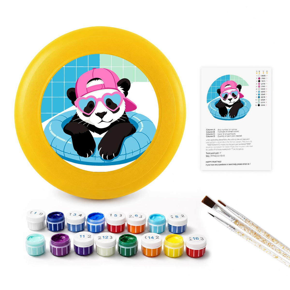 Cool Pink Panda (Paint by Numbers Flying Disc)