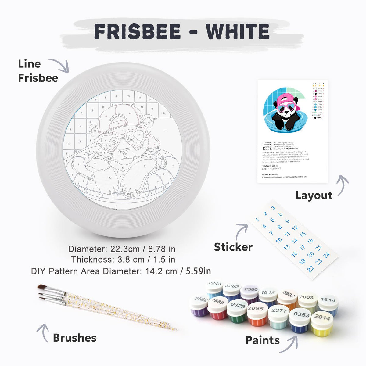 Cool Pink Panda (Paint by Numbers Flying Disc)
