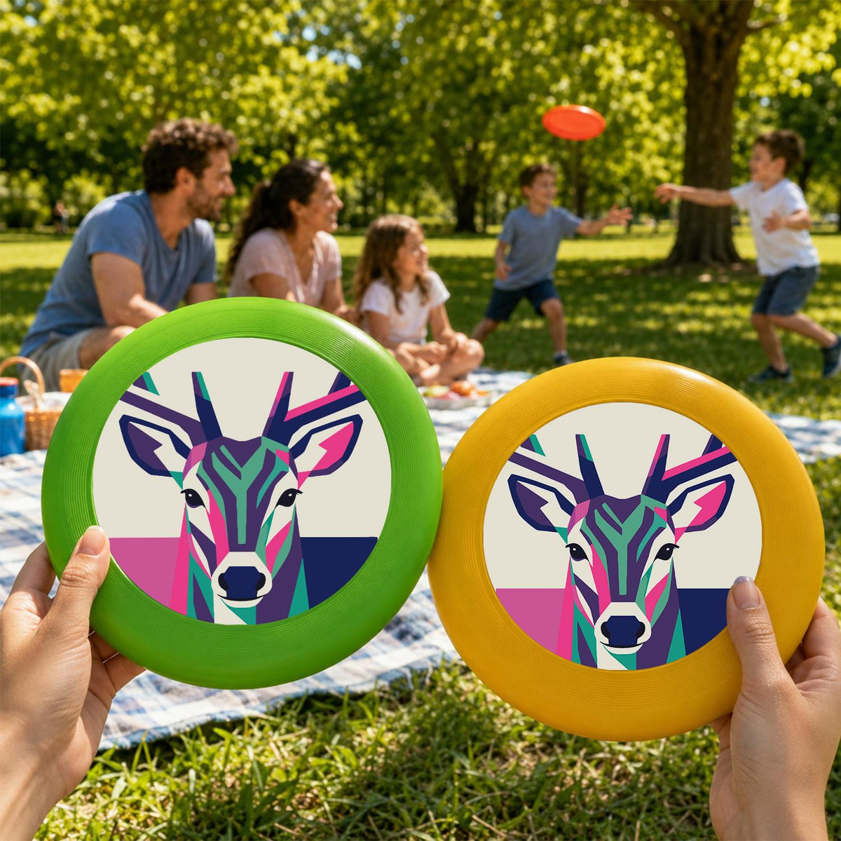Geometric Deer Portrait (Paint by Numbers Flying Disc)