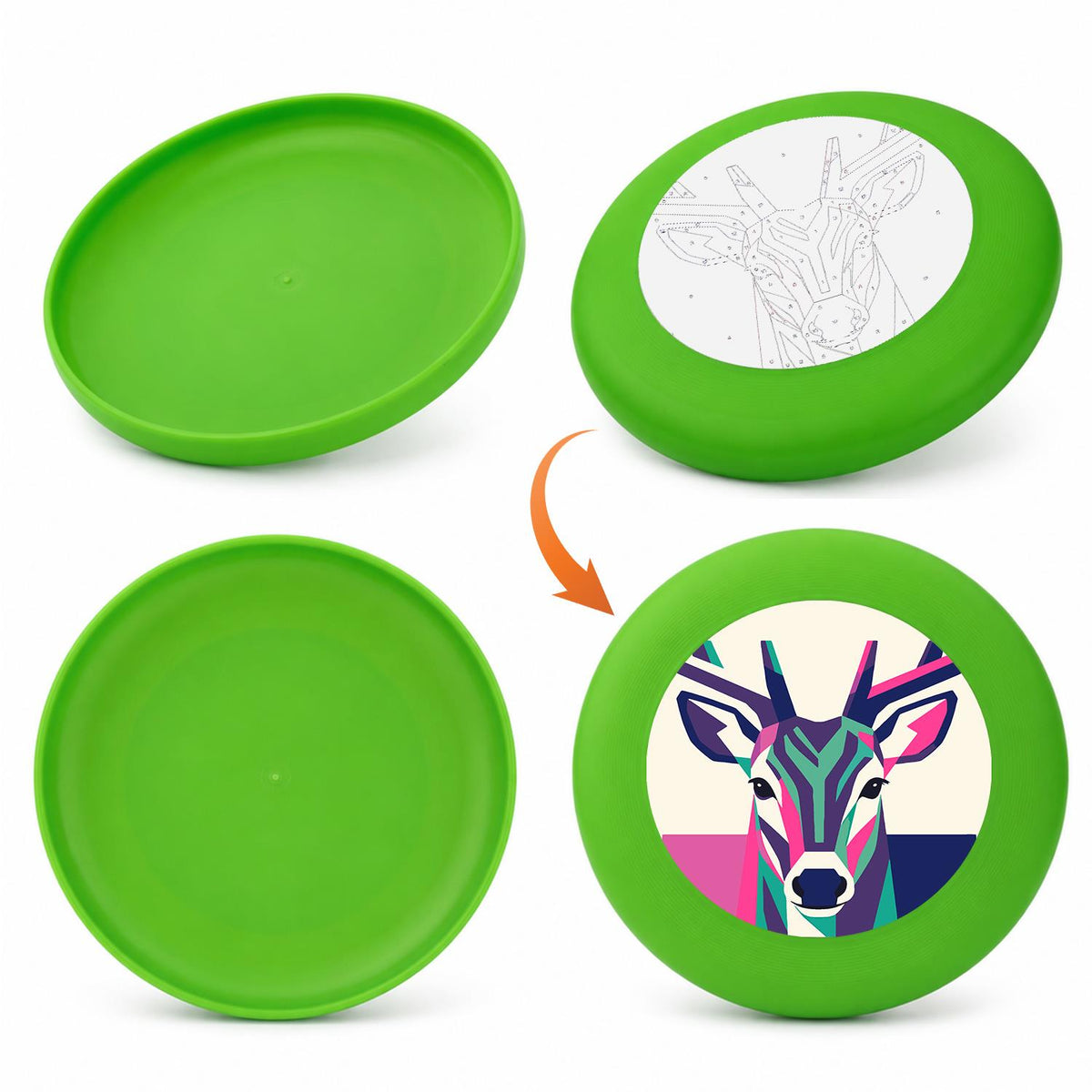 Geometric Deer Portrait (Paint by Numbers Flying Disc)