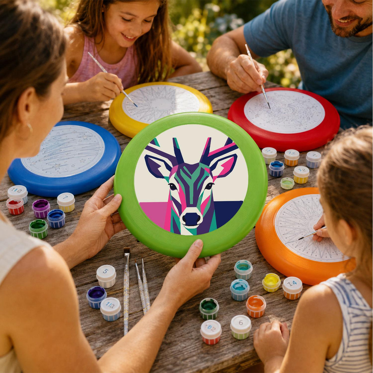 Geometric Deer Portrait (Paint by Numbers Flying Disc)