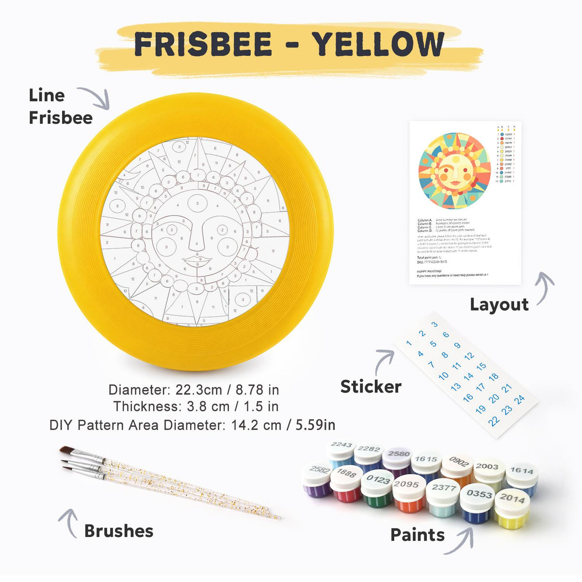 Smiling Pastel Sun (Paint by Numbers Flying Disc)