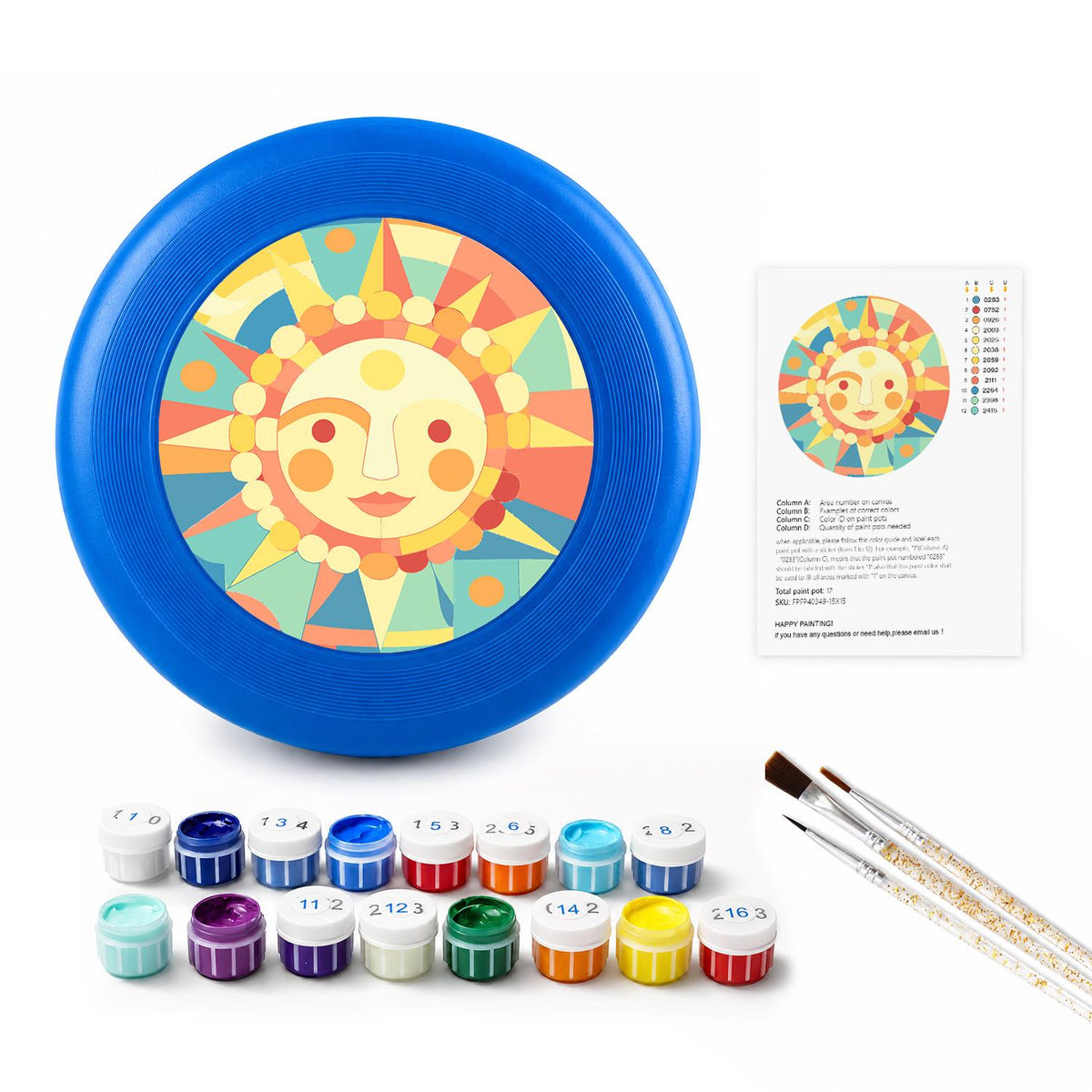 Smiling Pastel Sun (Paint by Numbers Flying Disc)