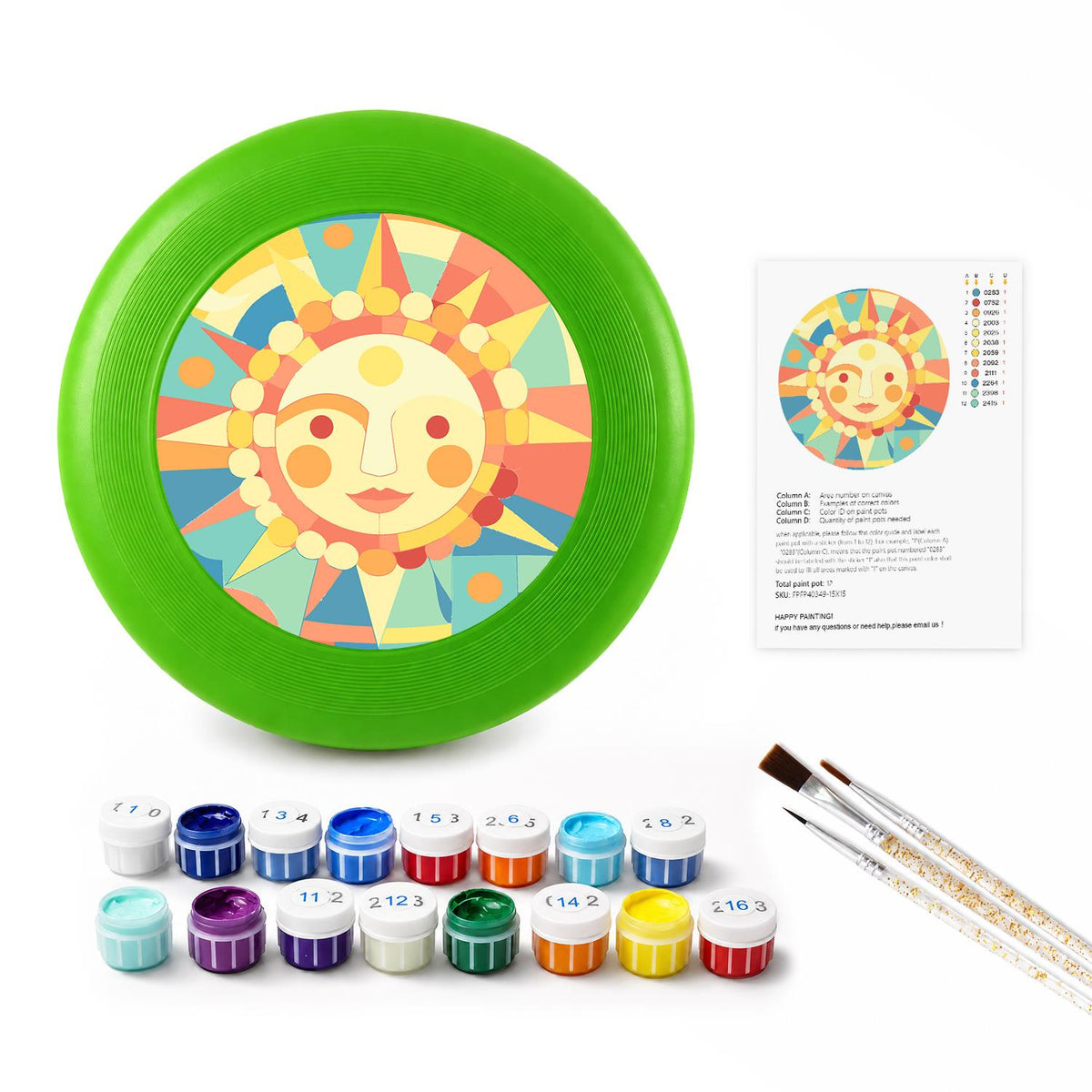 Smiling Pastel Sun (Paint by Numbers Flying Disc)