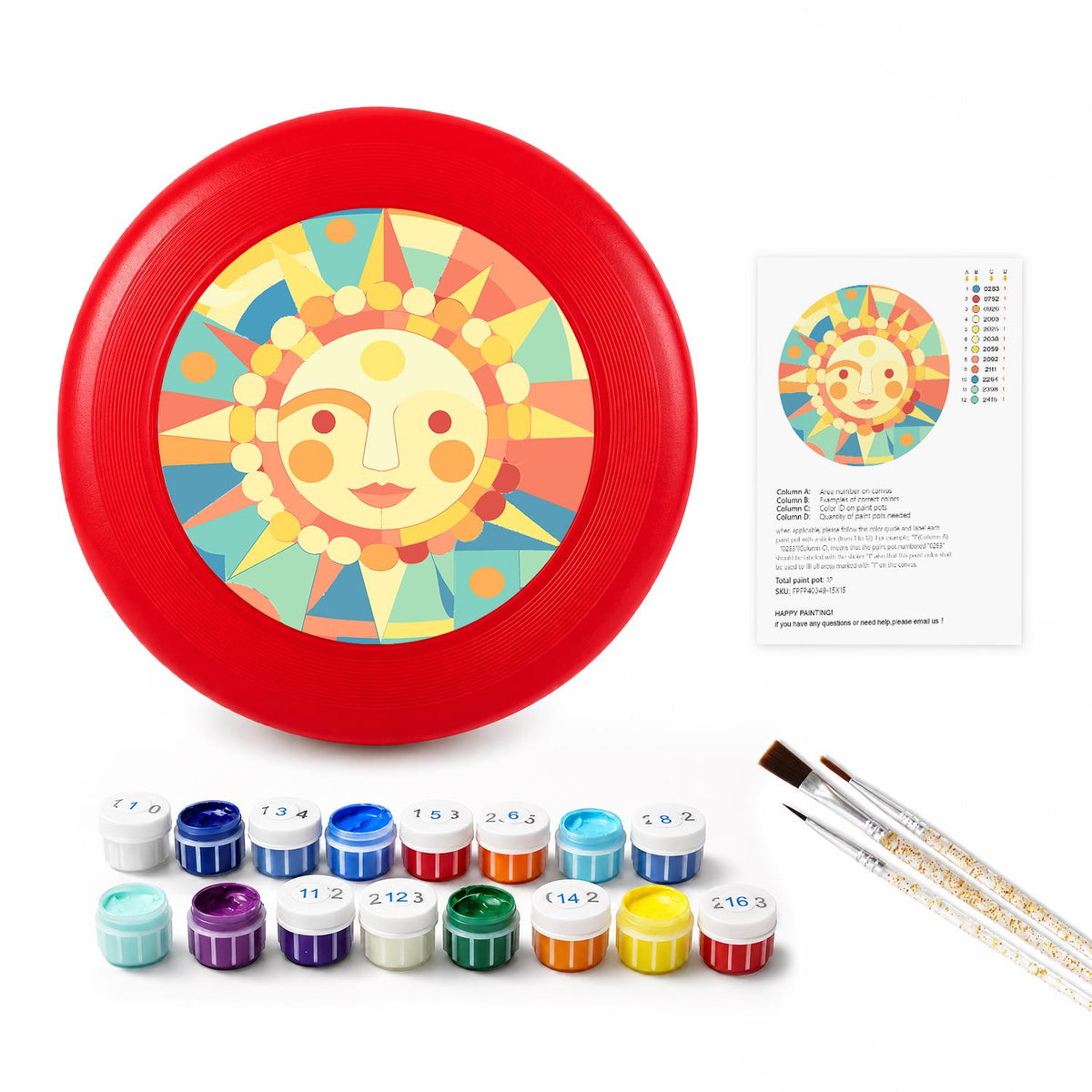 Smiling Pastel Sun (Paint by Numbers Flying Disc)