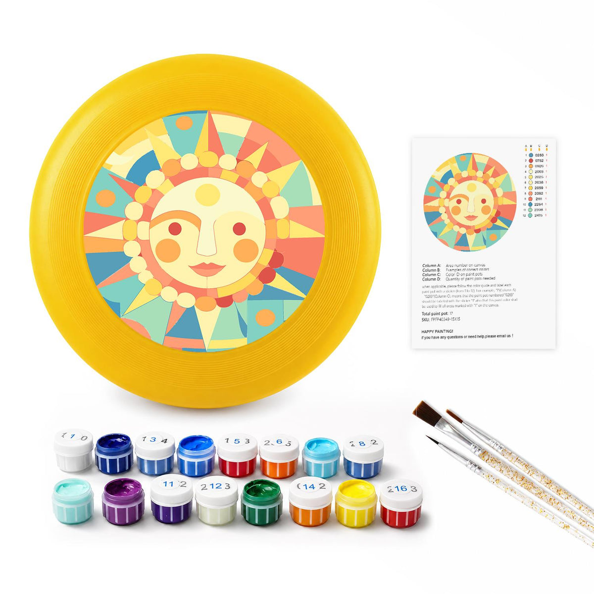 Smiling Pastel Sun (Paint by Numbers Flying Disc)