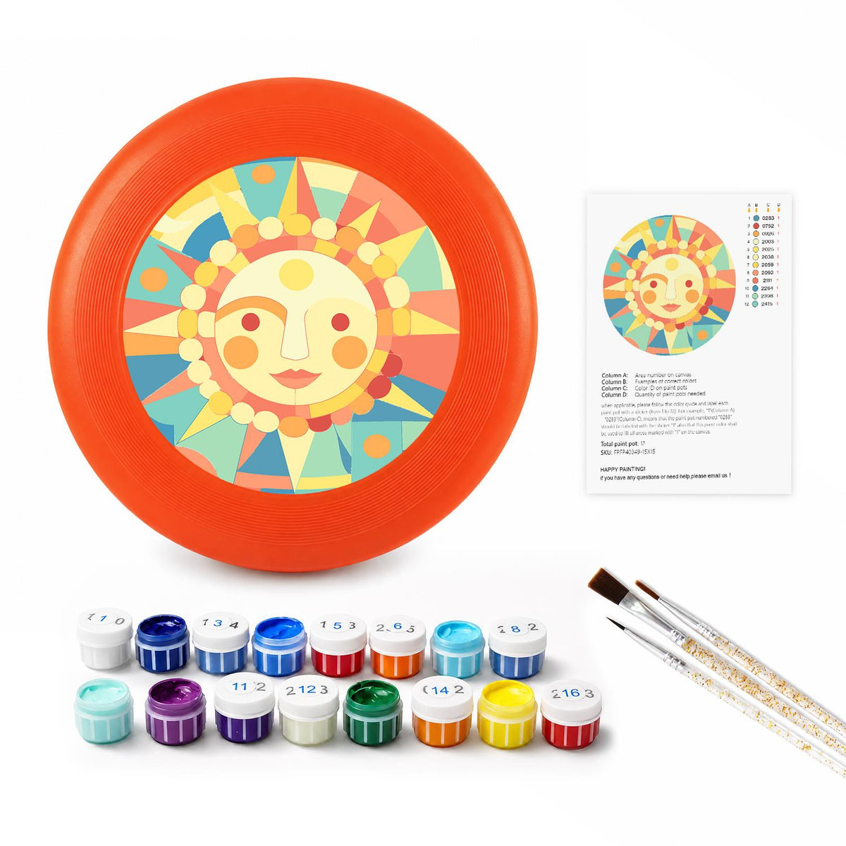 Smiling Pastel Sun (Paint by Numbers Flying Disc)