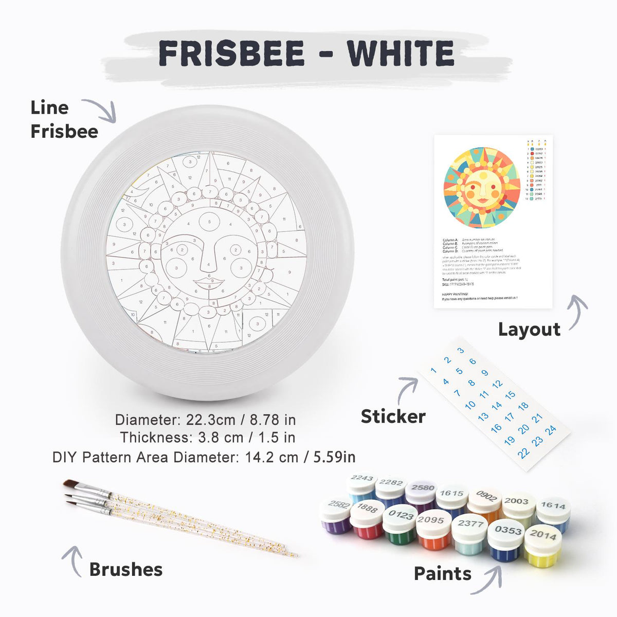 Smiling Pastel Sun (Paint by Numbers Flying Disc)