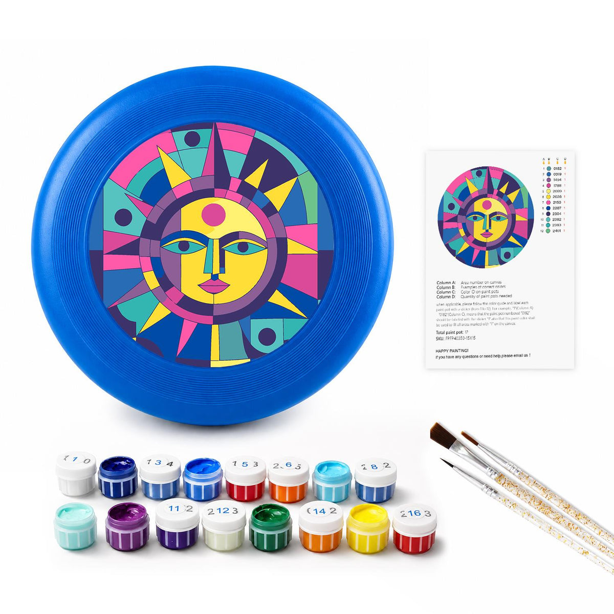 Purple Geometric Sun (Paint by Numbers Flying Disc)