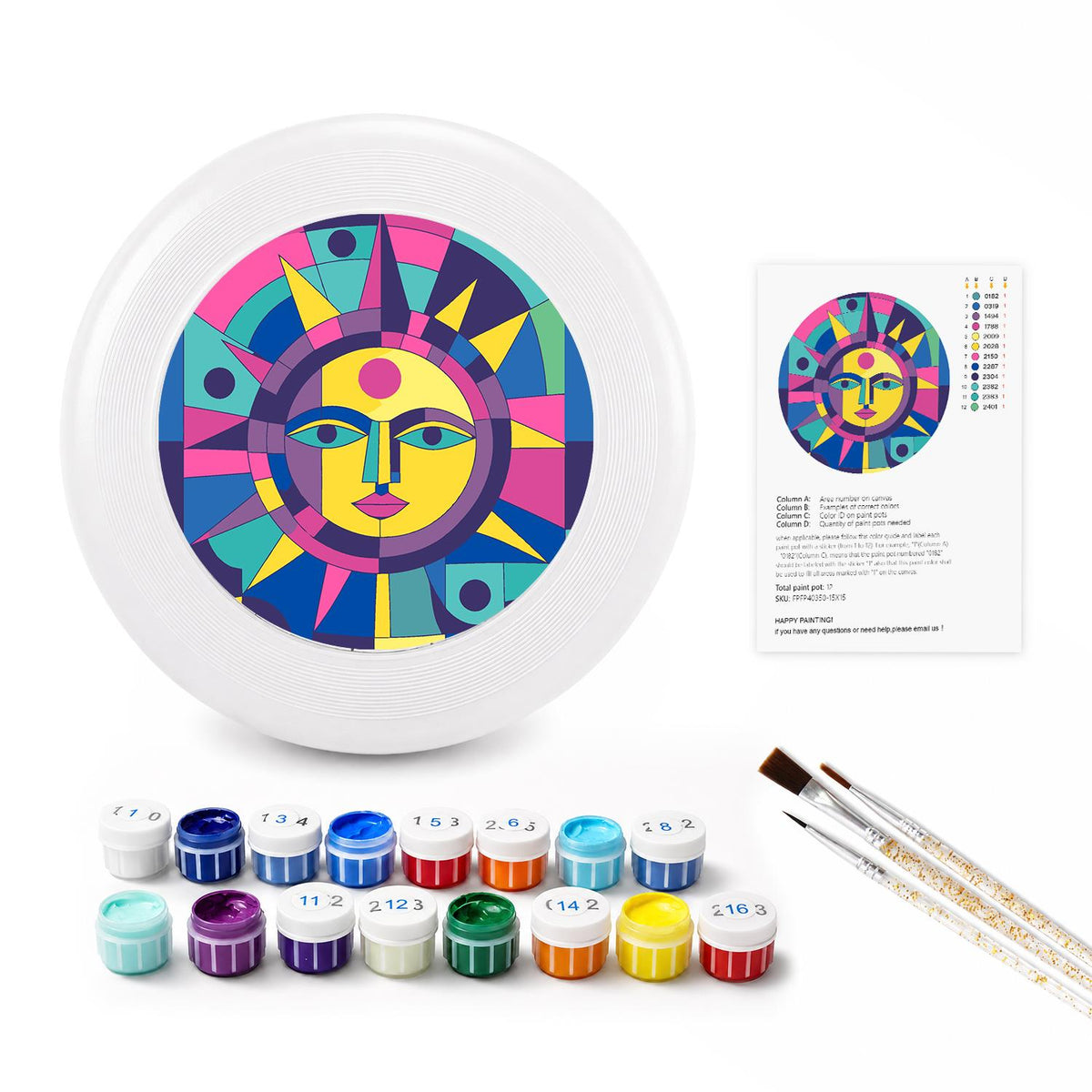 Purple Geometric Sun (Paint by Numbers Flying Disc)