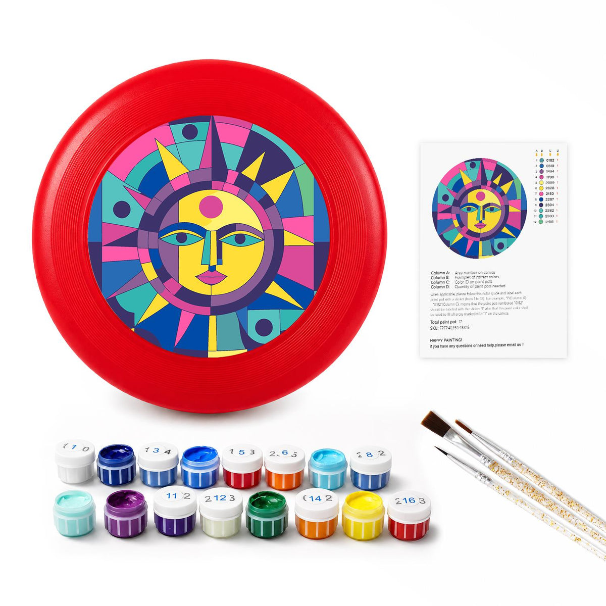 Purple Geometric Sun (Paint by Numbers Flying Disc)