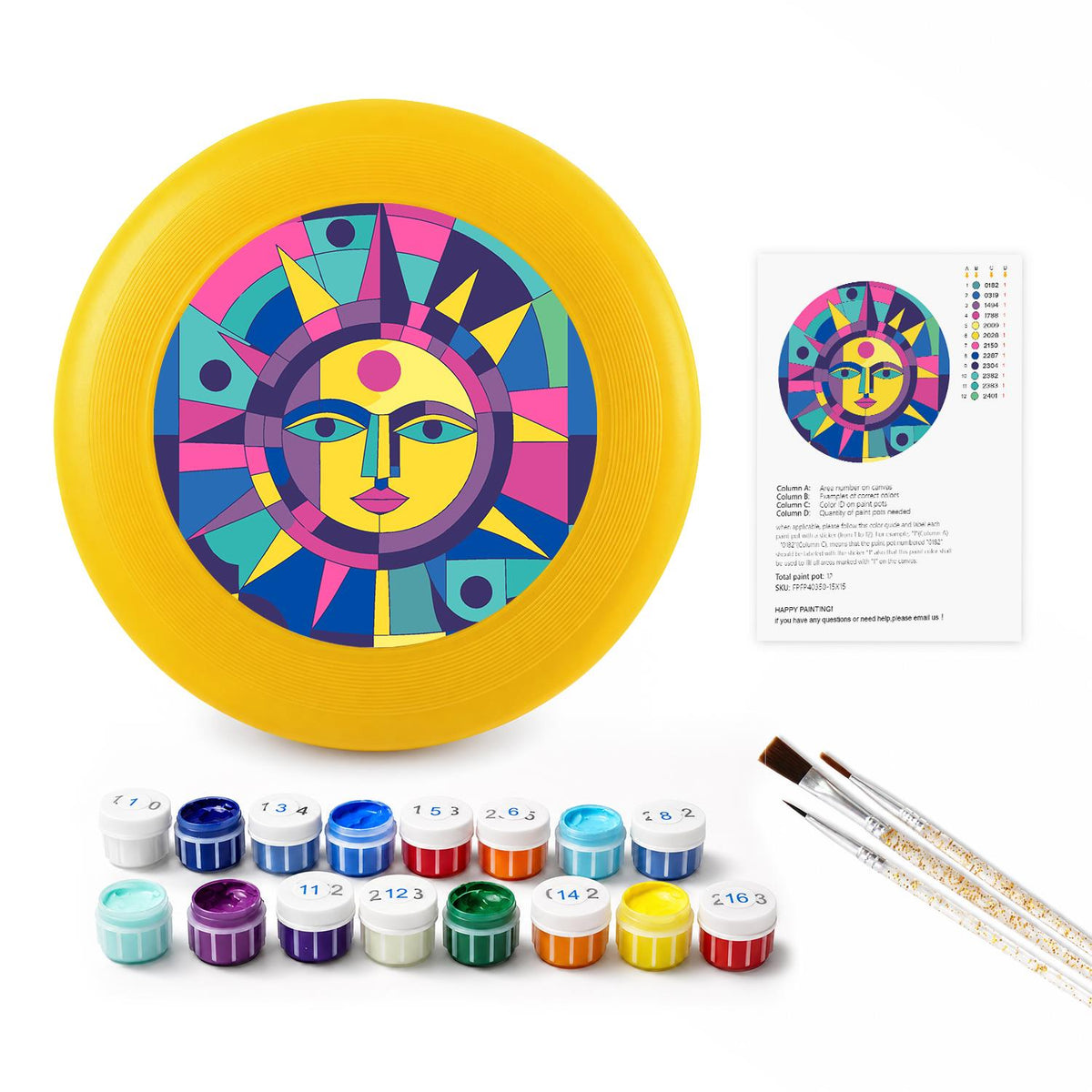 Purple Geometric Sun (Paint by Numbers Flying Disc)