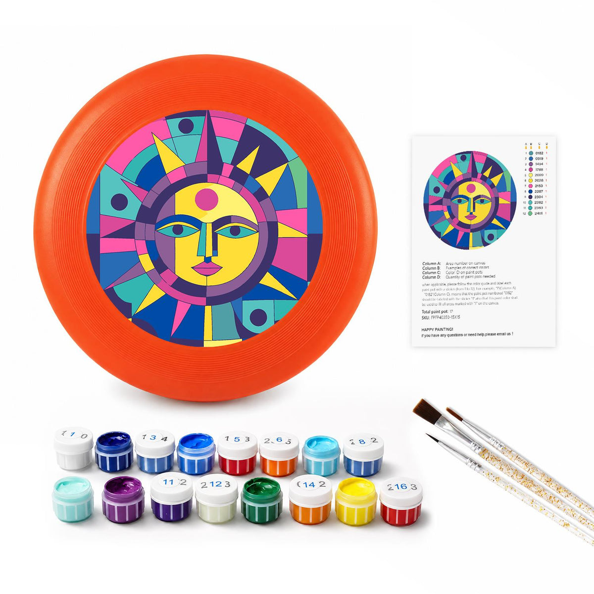 Purple Geometric Sun (Paint by Numbers Flying Disc)