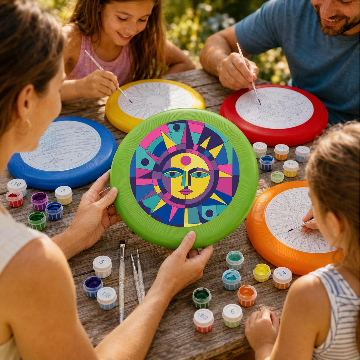 Purple Geometric Sun (Paint by Numbers Flying Disc)