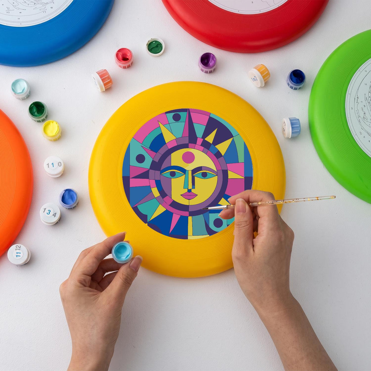 Purple Geometric Sun (Paint by Numbers Flying Disc)