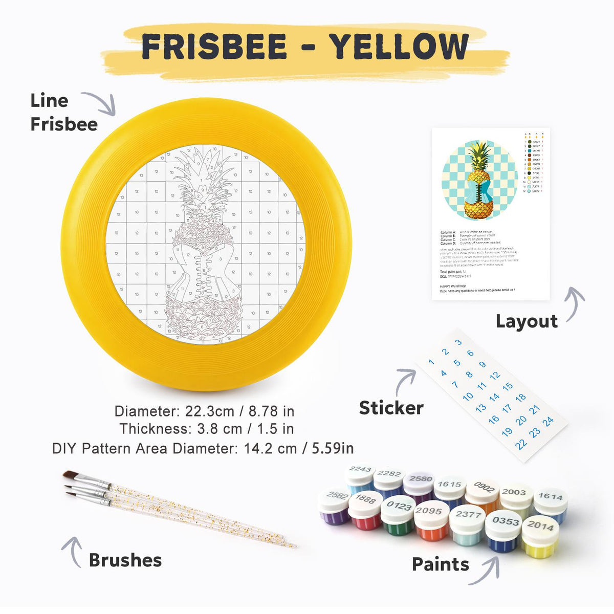 Pineapple Checkerboard (Paint by Numbers Flying Disc)