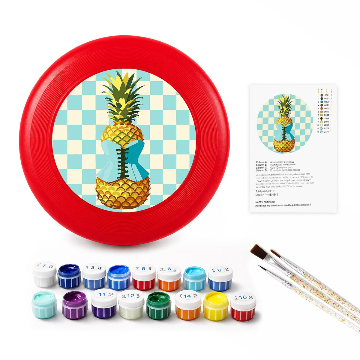 Pineapple Checkerboard (Paint by Numbers Flying Disc)