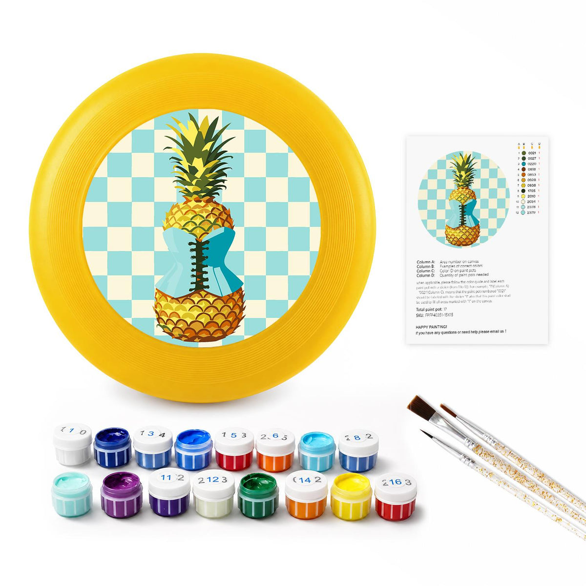 Pineapple Checkerboard (Paint by Numbers Flying Disc)