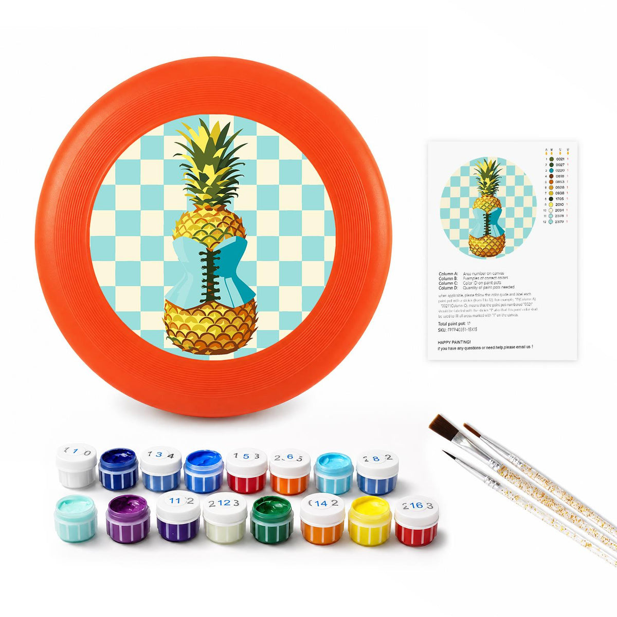 Pineapple Checkerboard (Paint by Numbers Flying Disc)