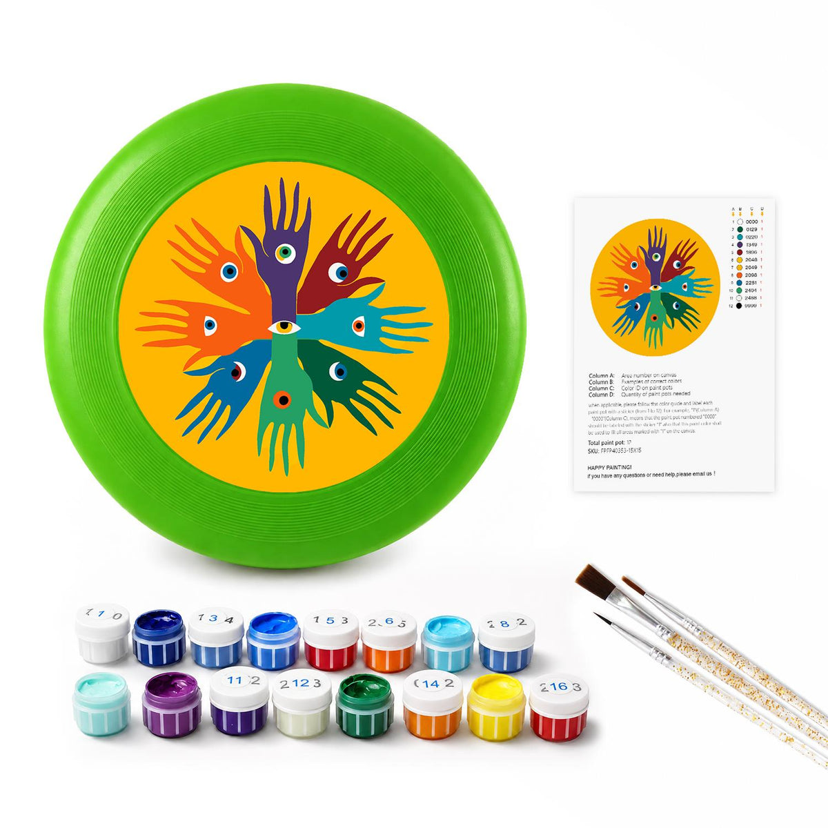 Rainbow Handprint Tree (Paint by Numbers Flying Disc)
