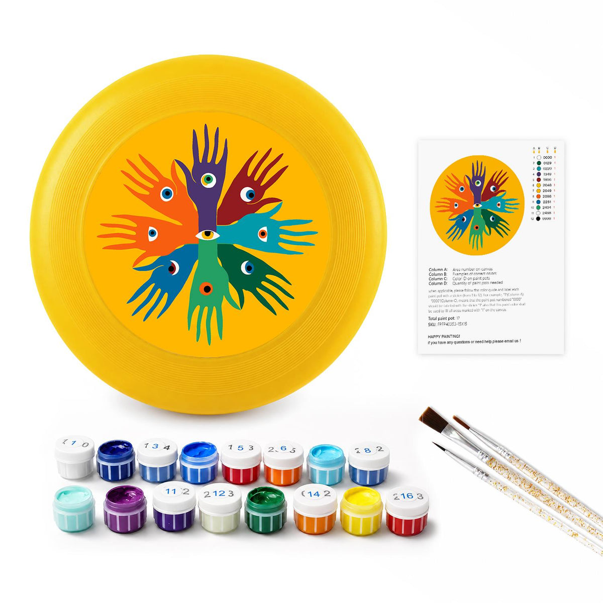 Rainbow Handprint Tree (Paint by Numbers Flying Disc)