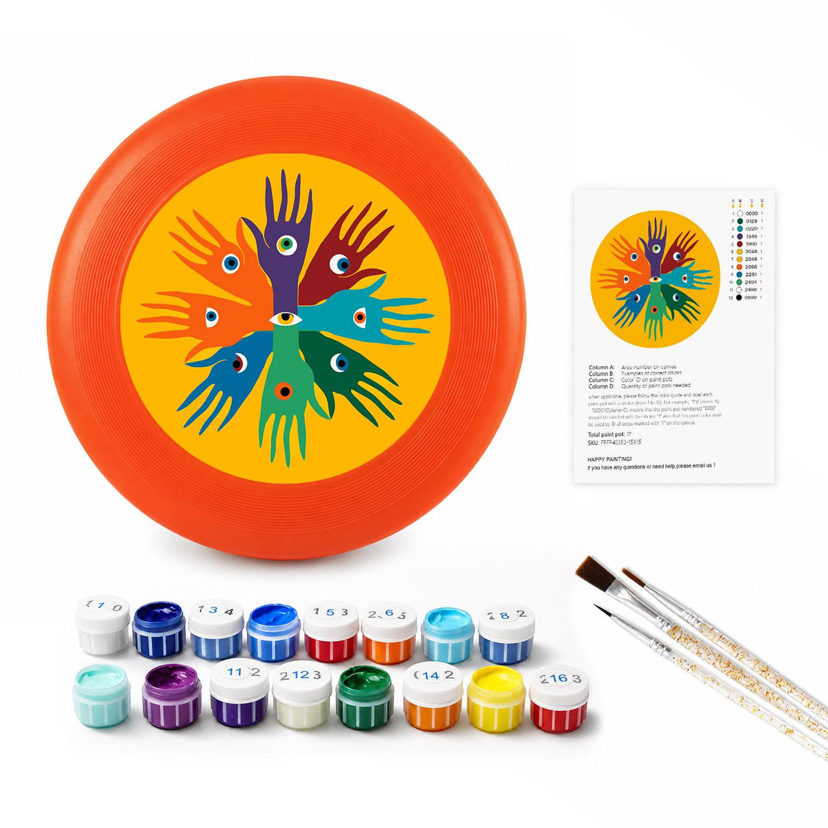 Rainbow Handprint Tree (Paint by Numbers Flying Disc)