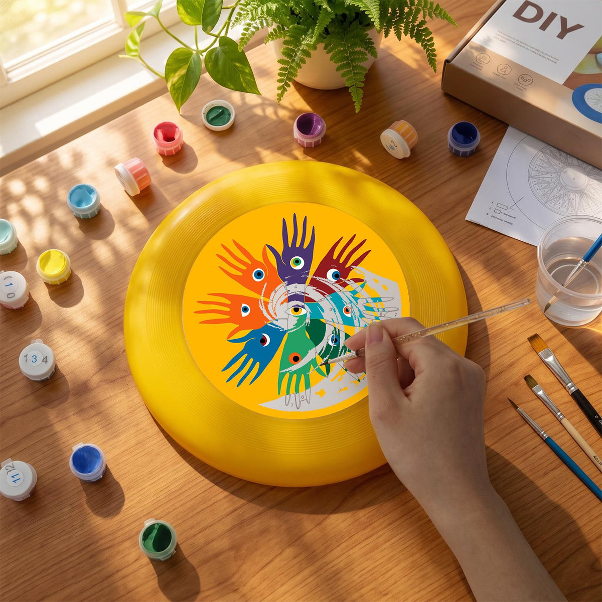 Rainbow Handprint Tree (Paint by Numbers Flying Disc)