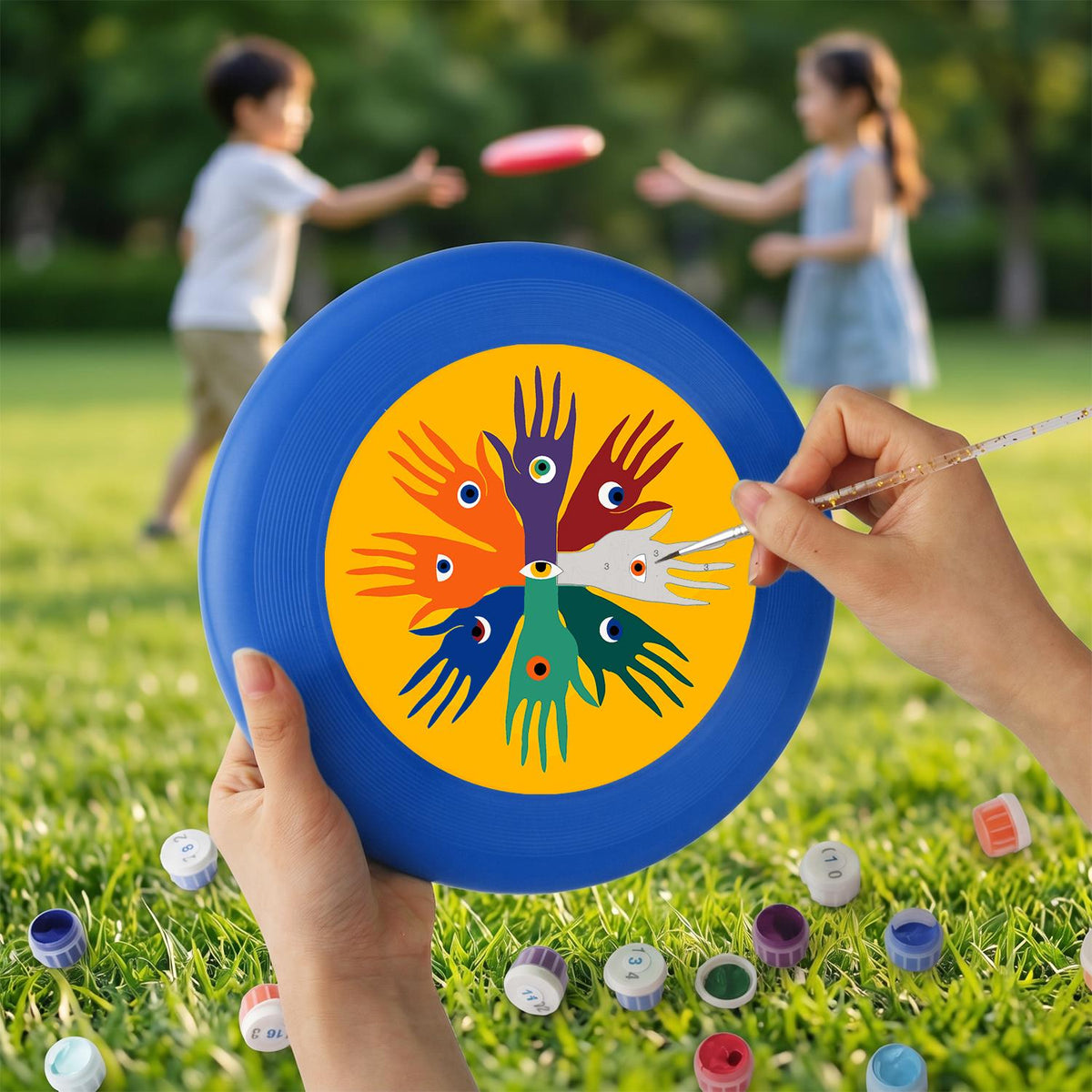 Rainbow Handprint Tree (Paint by Numbers Flying Disc)