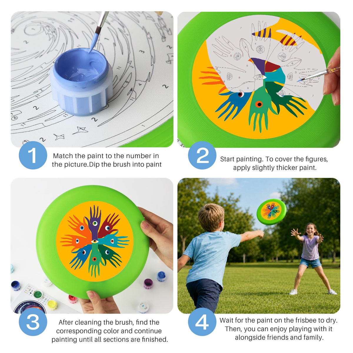 Rainbow Handprint Tree (Paint by Numbers Flying Disc)
