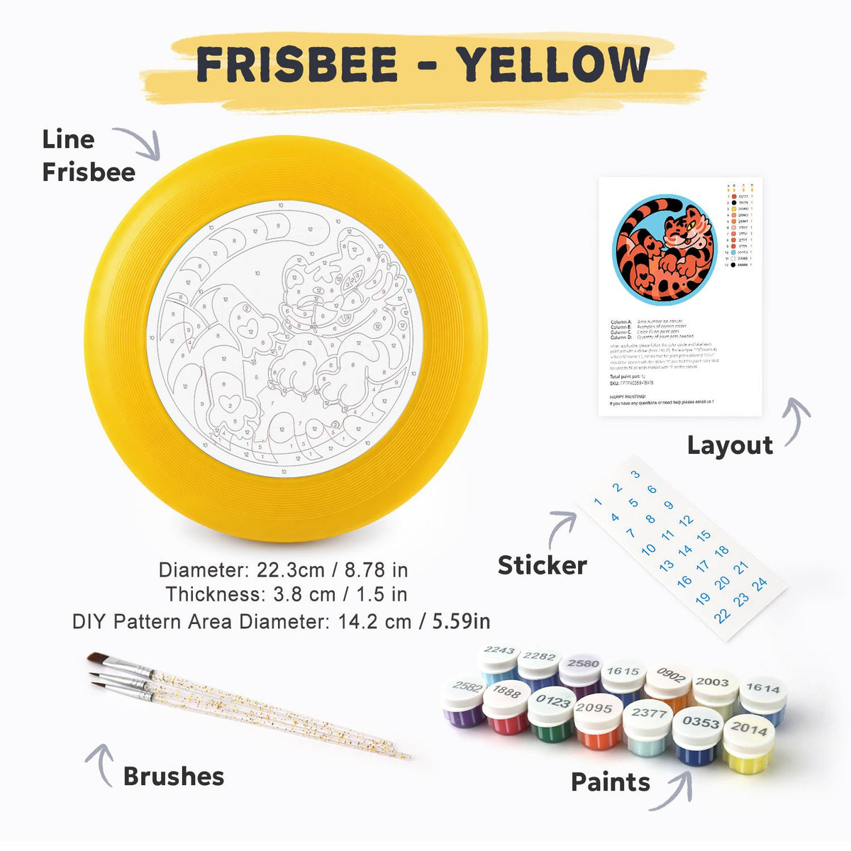 Curled Orange Tiger (Paint by Numbers Flying Disc)