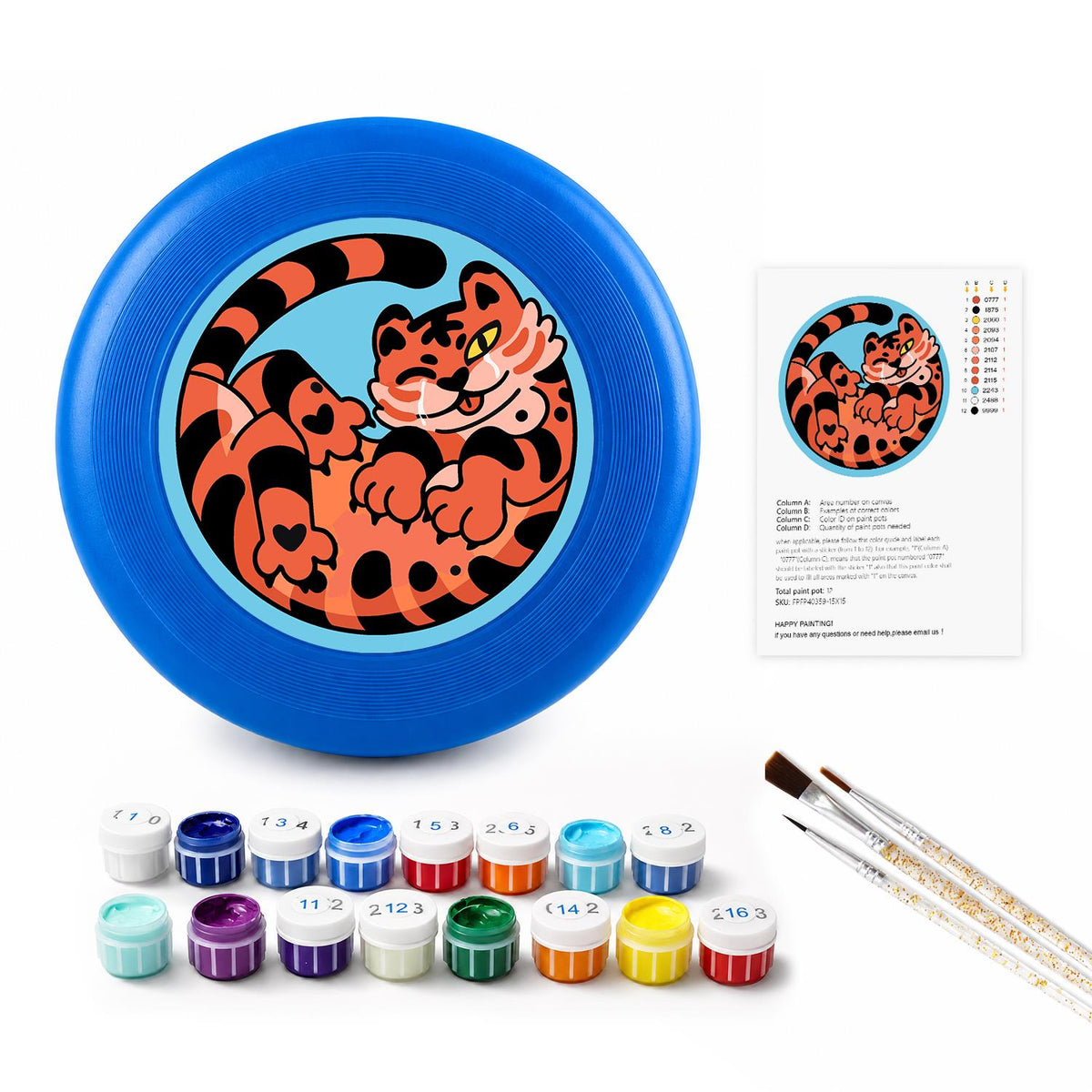 Curled Orange Tiger (Paint by Numbers Flying Disc)