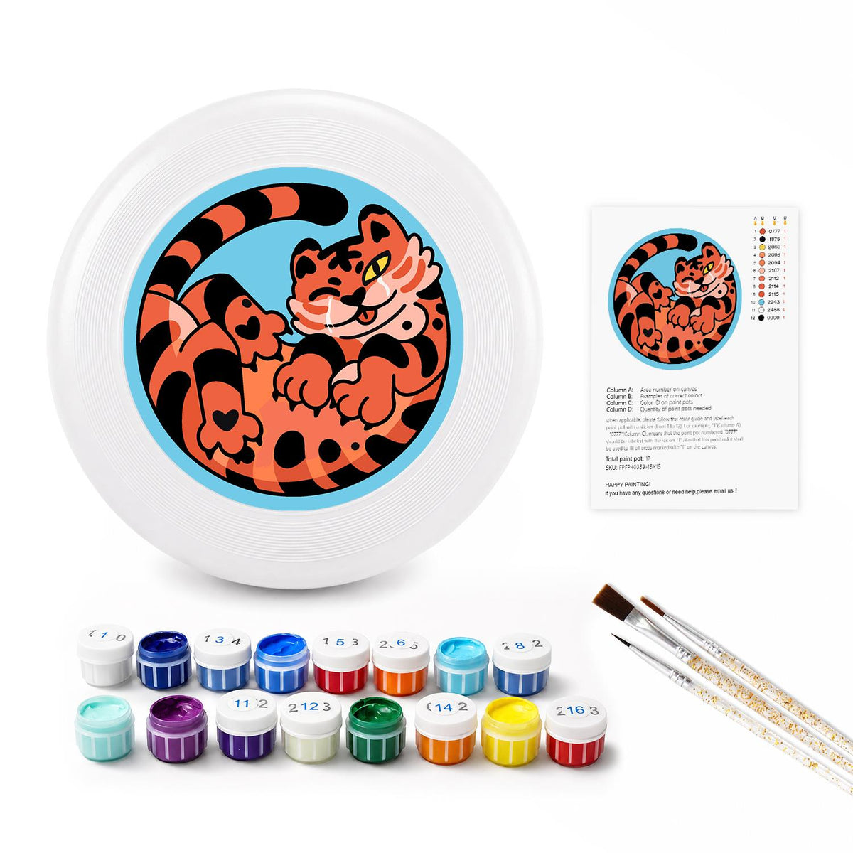 Curled Orange Tiger (Paint by Numbers Flying Disc)