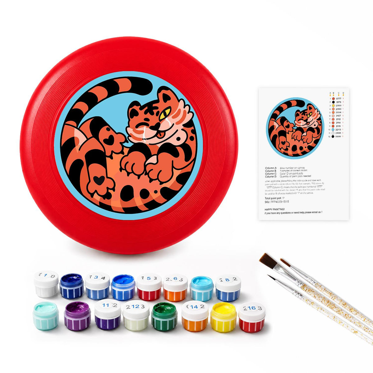 Curled Orange Tiger (Paint by Numbers Flying Disc)