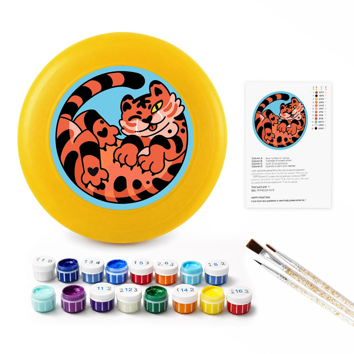 Curled Orange Tiger (Paint by Numbers Flying Disc)
