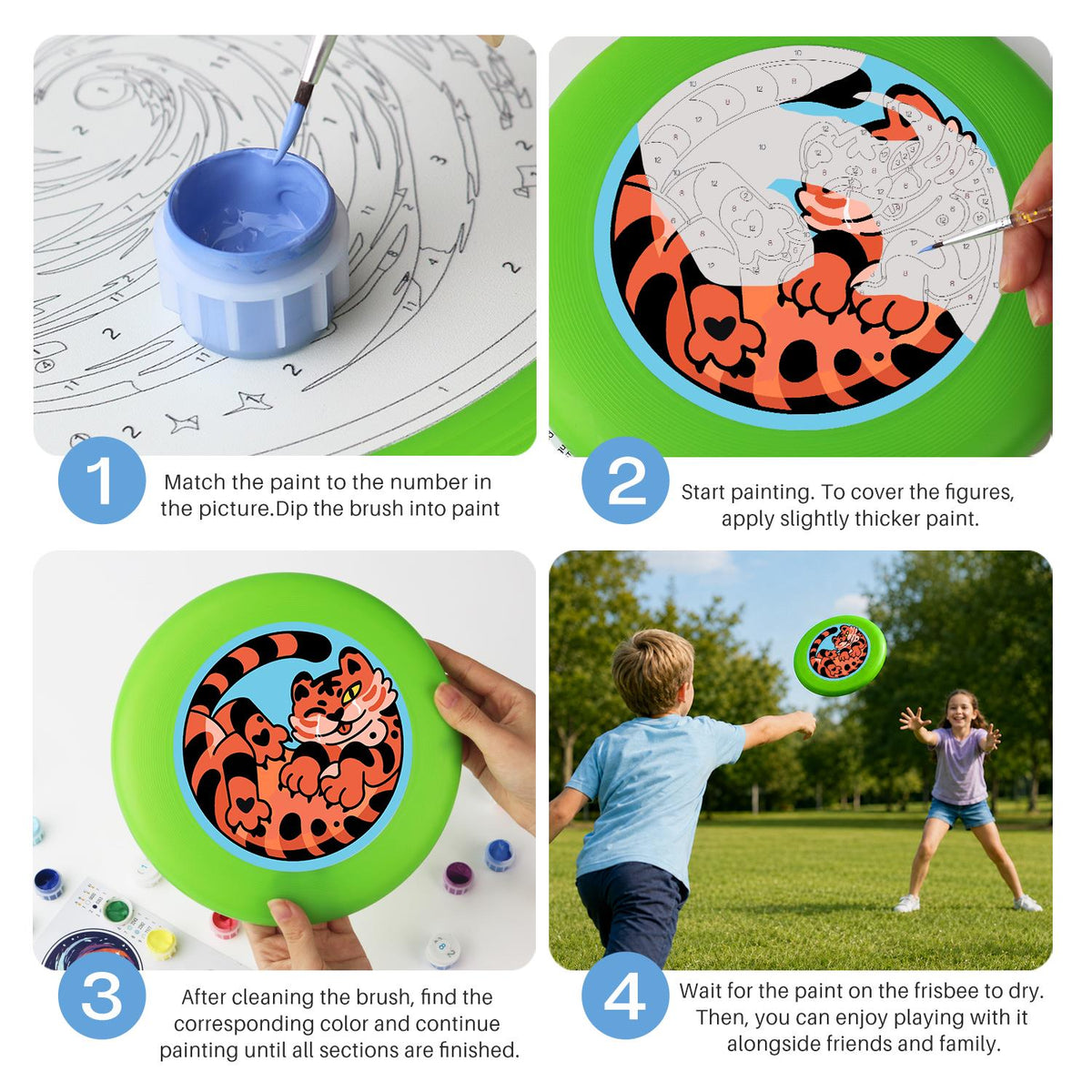 Curled Orange Tiger (Paint by Numbers Flying Disc)