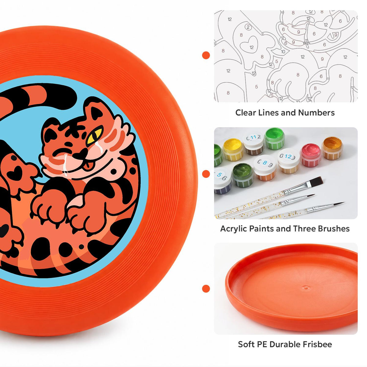 Curled Orange Tiger (Paint by Numbers Flying Disc)