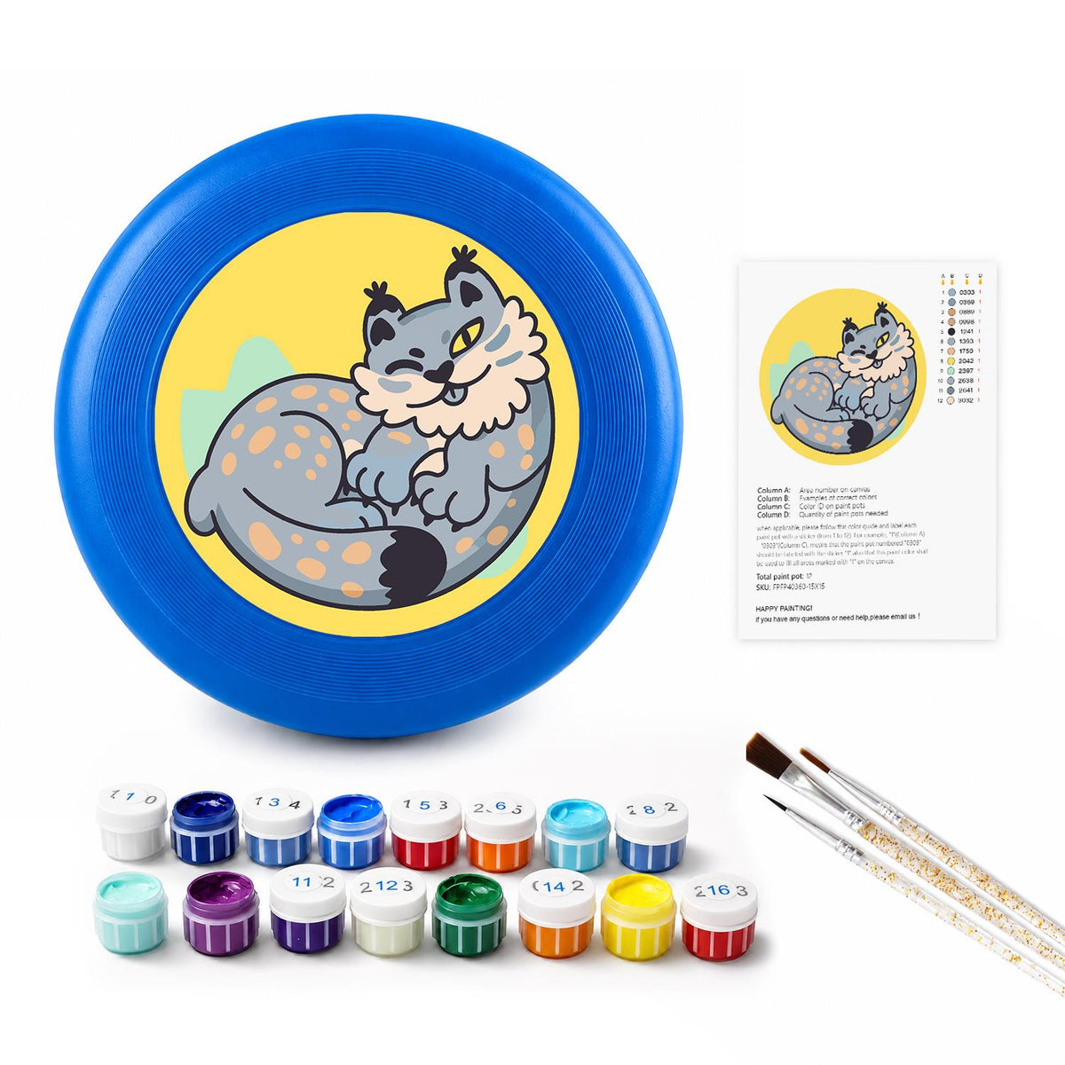 Curled Grey Wolf (Paint by Numbers Flying Disc)