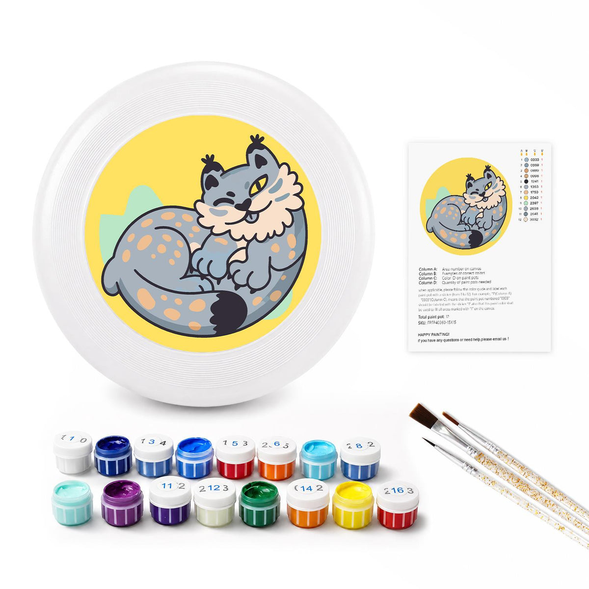 Curled Grey Wolf (Paint by Numbers Flying Disc)