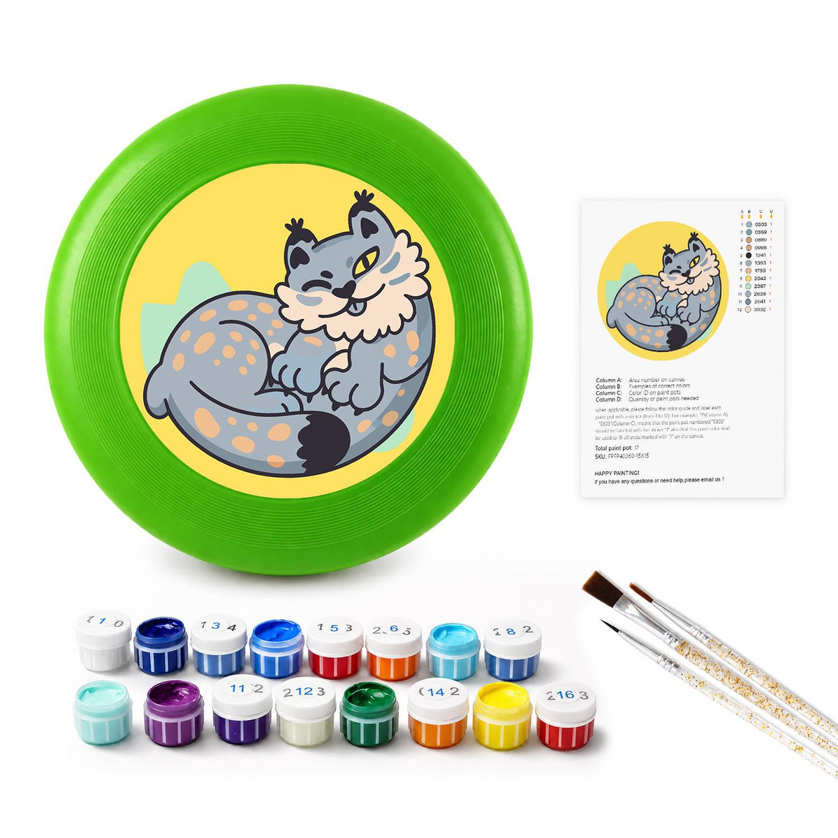 Curled Grey Wolf (Paint by Numbers Flying Disc)