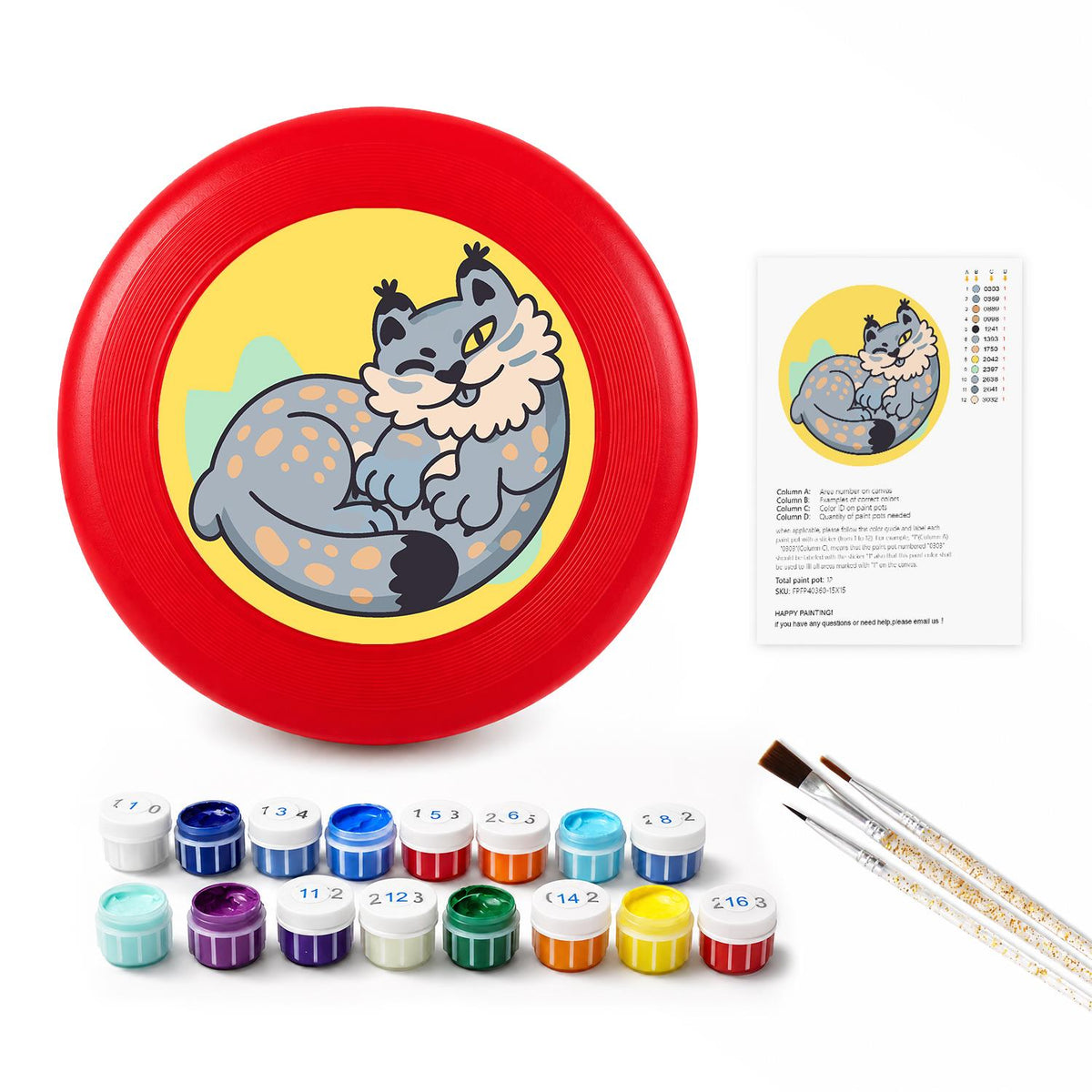Curled Grey Wolf (Paint by Numbers Flying Disc)