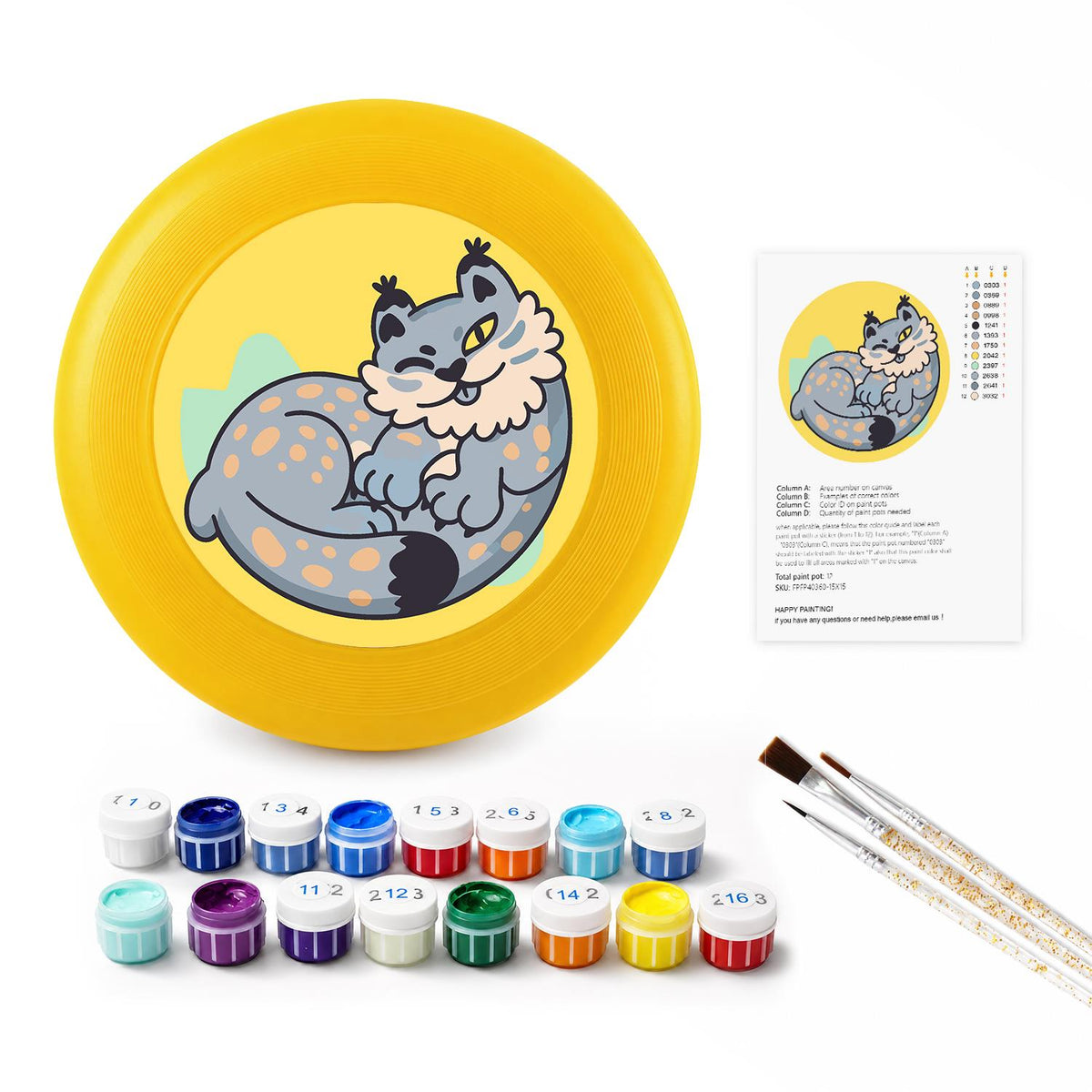 Curled Grey Wolf (Paint by Numbers Flying Disc)
