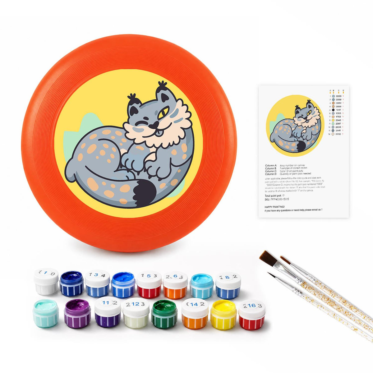 Curled Grey Wolf (Paint by Numbers Flying Disc)
