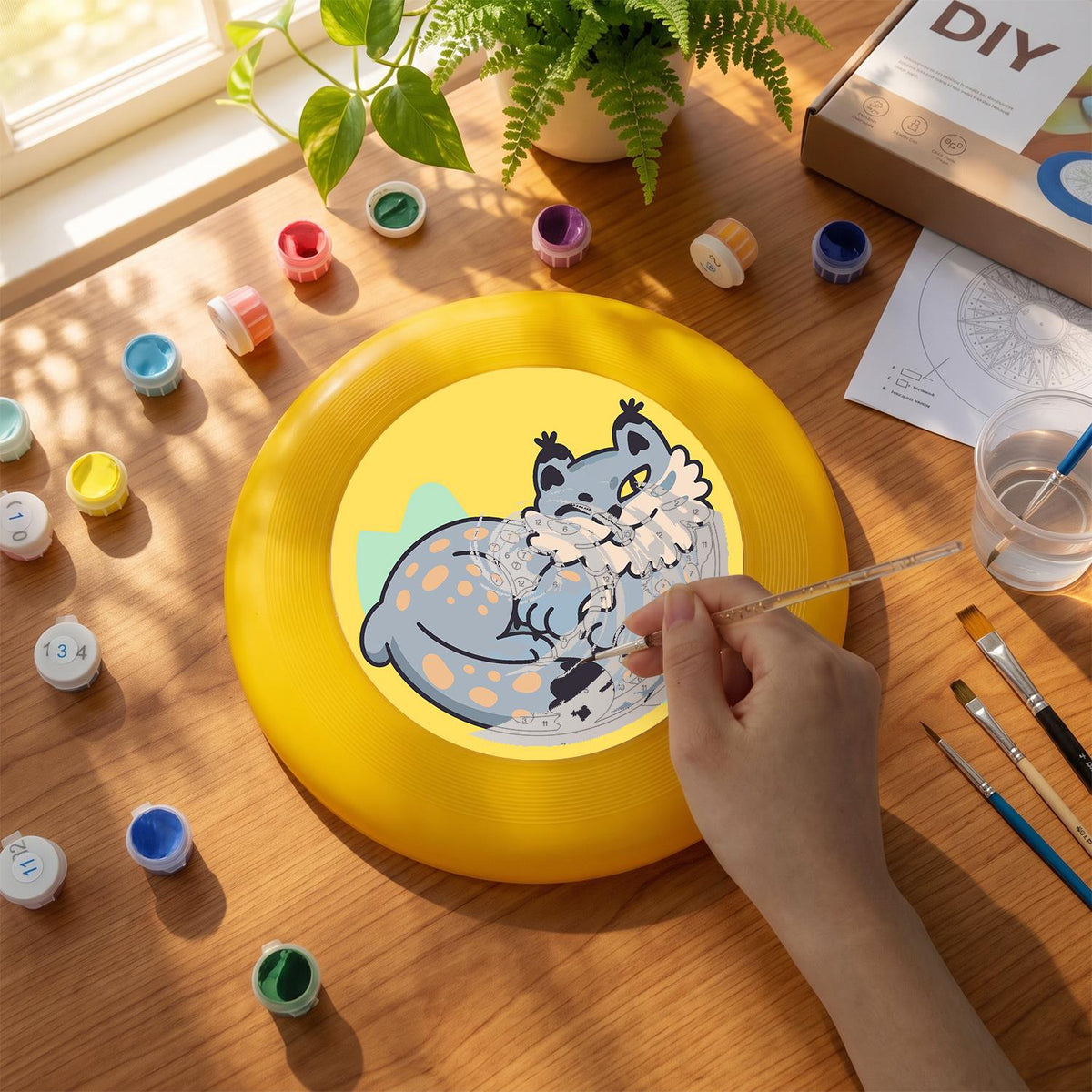 Curled Grey Wolf (Paint by Numbers Flying Disc)